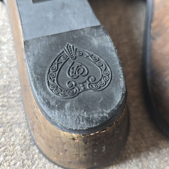 Brighton Y2K Lilian Black Wedge Pewter Flower Charm Slip On Sandals Shoes 8 - Picture 7 of 8